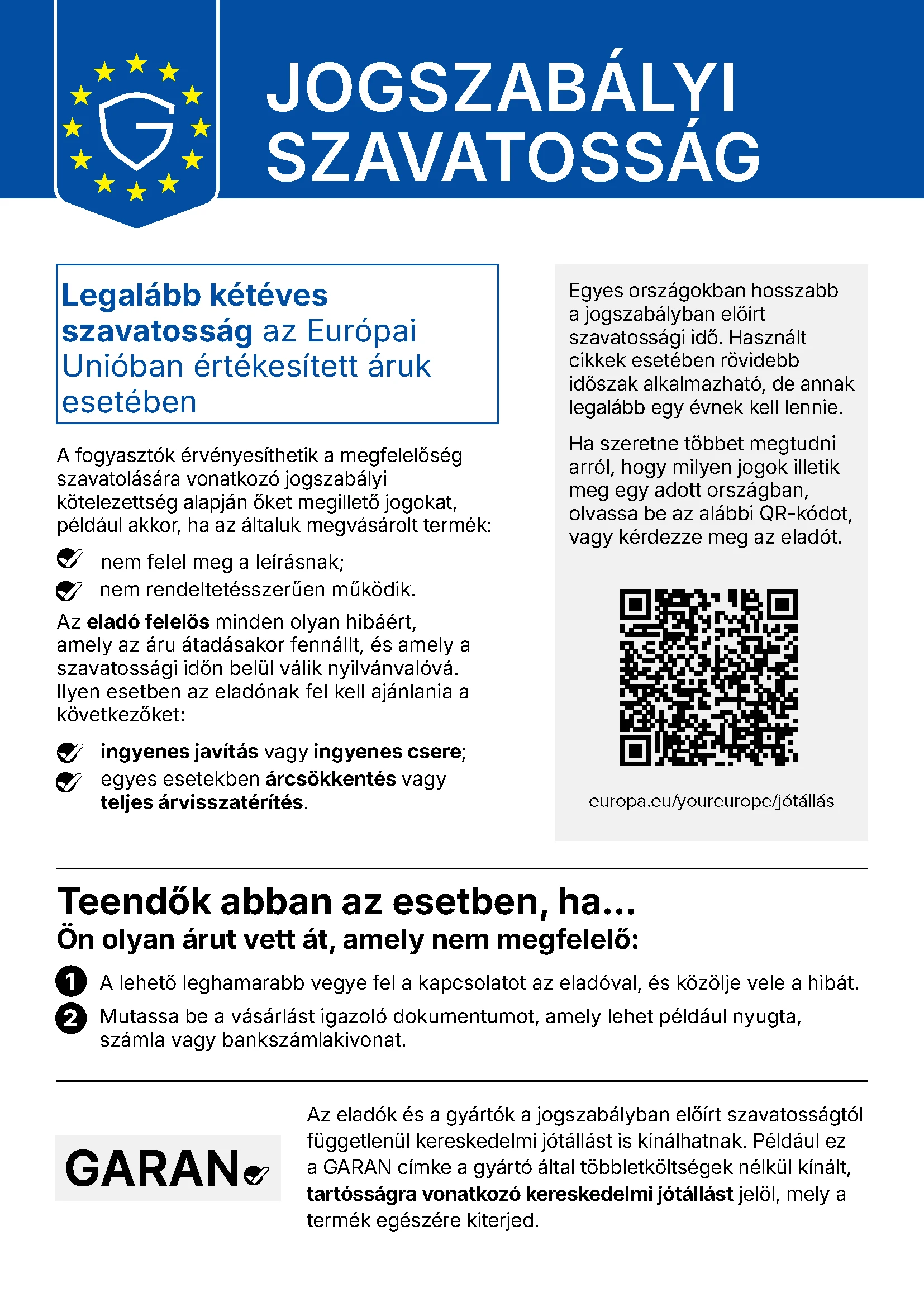 Jogszabályi szavatosság – az Európai Unió hivatalos közleménye